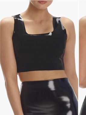 Commando Black Patent Square-Neck Crop Top size L